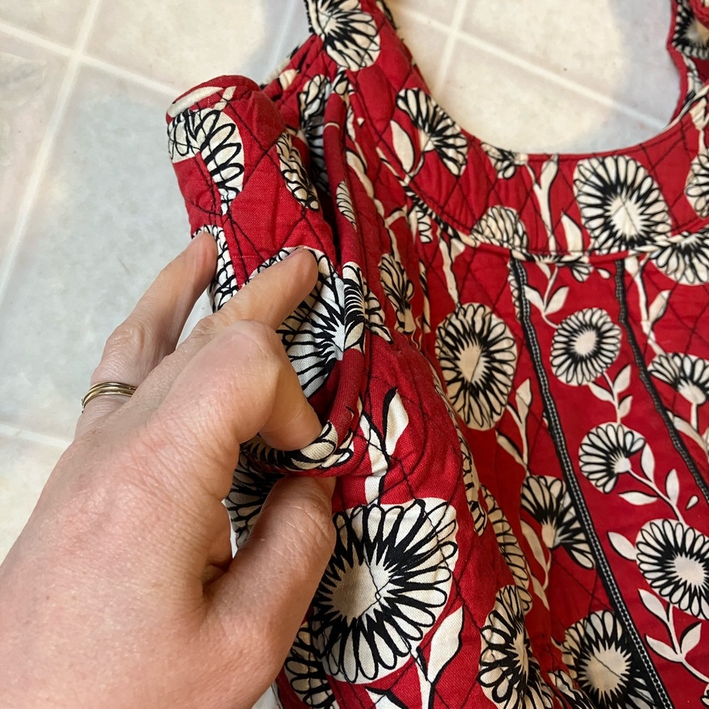 Very Bradley Two Handle deco daisy red print Shoulder Bag - Picture 2 of 6